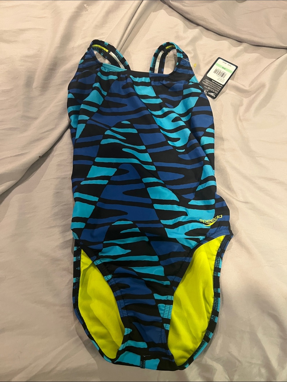 Speedo Women’s Blue Zebra-Print One-Piece Swimsuit size 34/8 - NWT